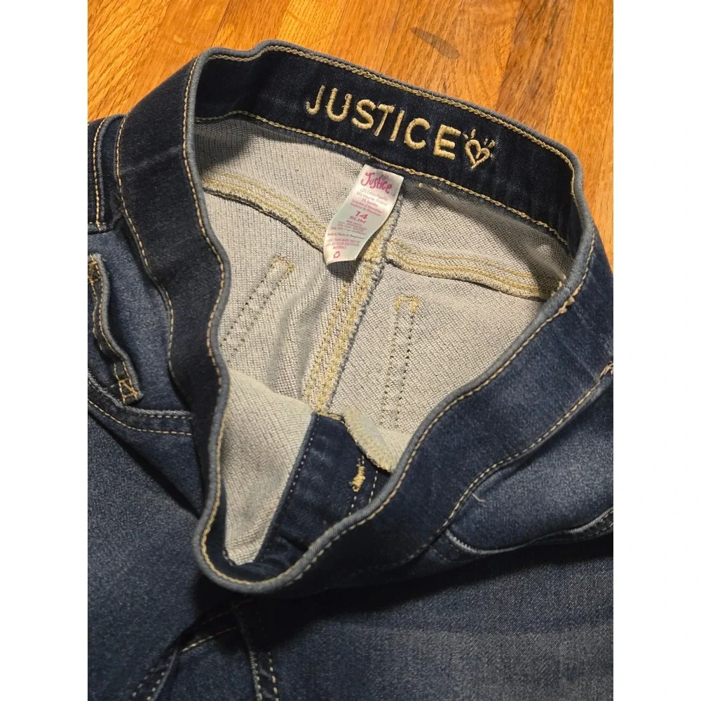 Justice Girls 14 Slim Blue Denim‎ Medium Wash Pull On Stretch Jeggings Jeans